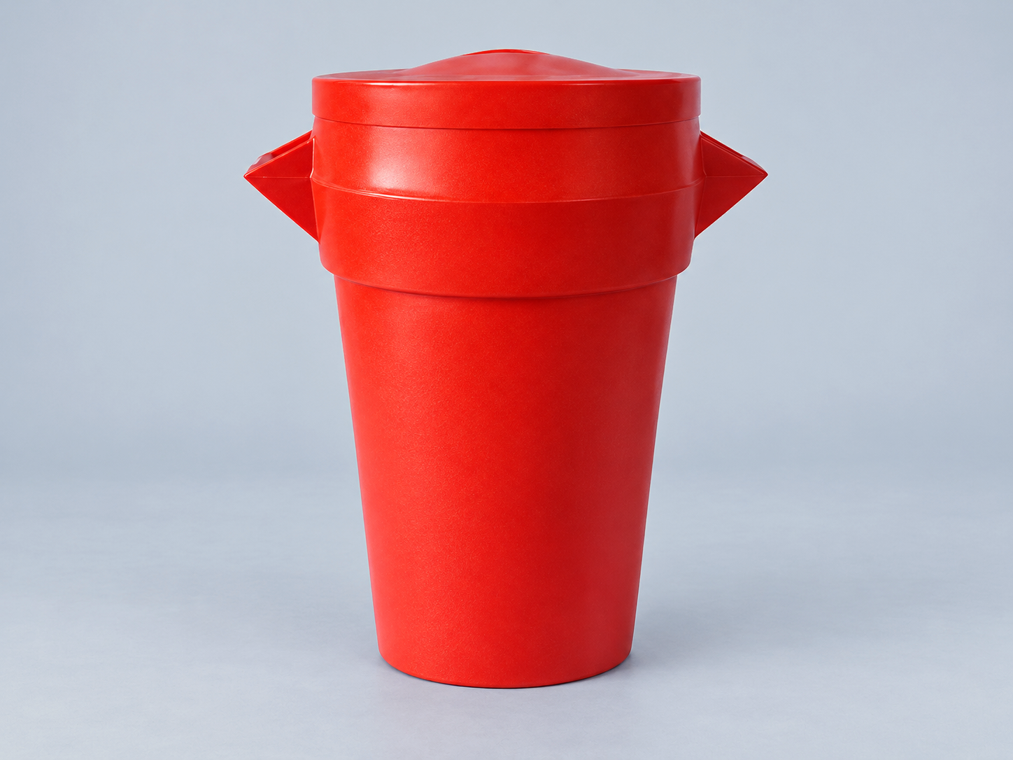 Lixo Box, vermelho, com tampa, em estúdio
